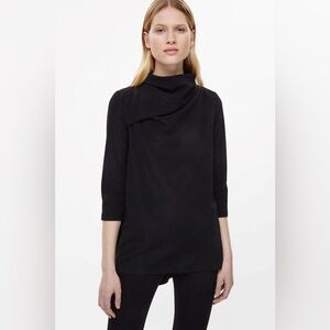COS Drape Collar A-line Top in dark navy blouse size S